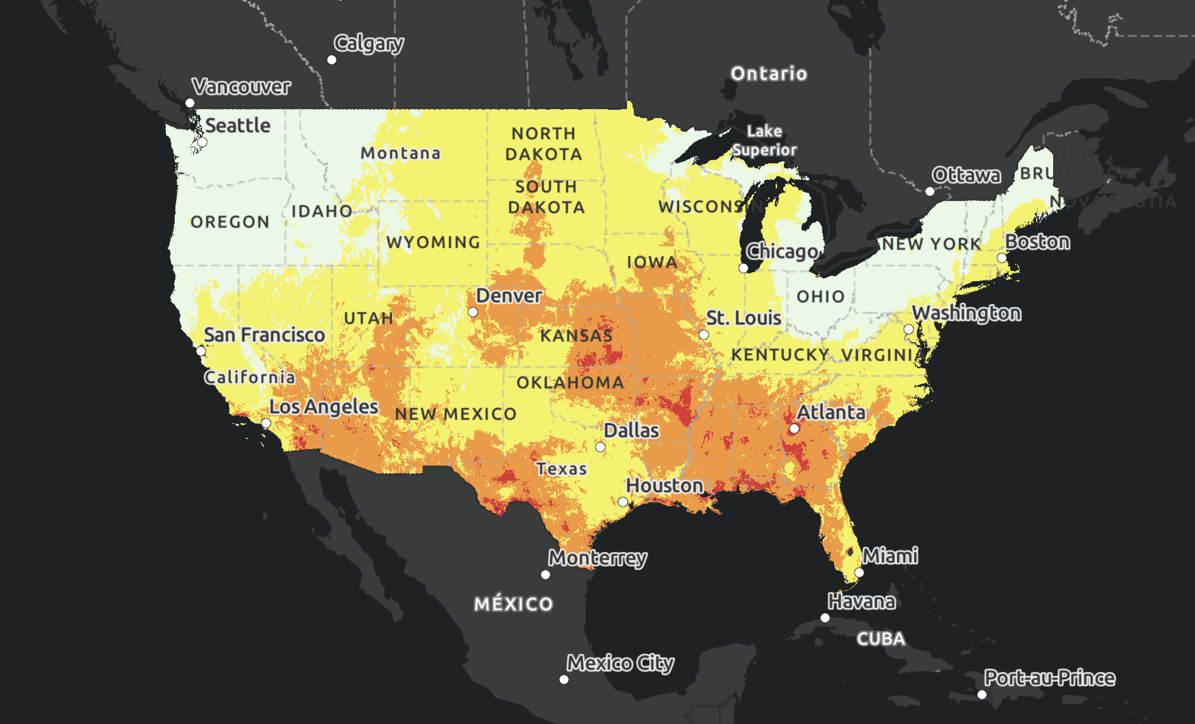 A map of the heat wave that will begin to be felt this Sunday, with dangerously high temperatures in the US
